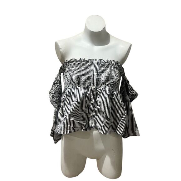 Faithfull The Brand Women's Off-Shoulder Striped Crop Top Size M - Picture 1 of 13